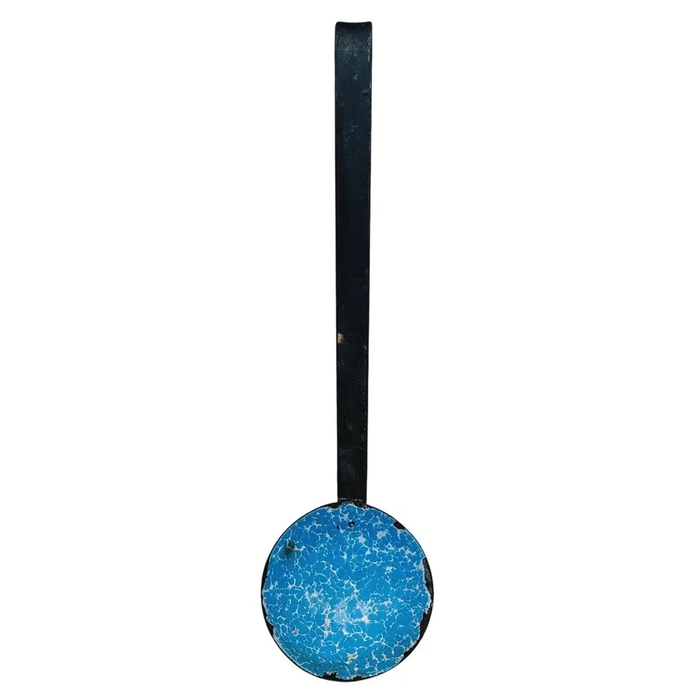 Vintage Blue Speckled Enamel Ladle Primitive Farmhouse Rustic‎ Kitchen Decor